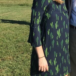 Navy Cactus Print Dress – Size Small